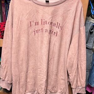 Pink Sweatshirt with Embroidered Text